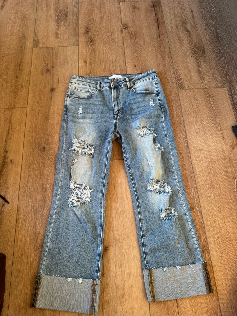 Risen Jeans Distressed High-Rise Boyfriend Jeans (RN# 159259) Size 11/30 waist